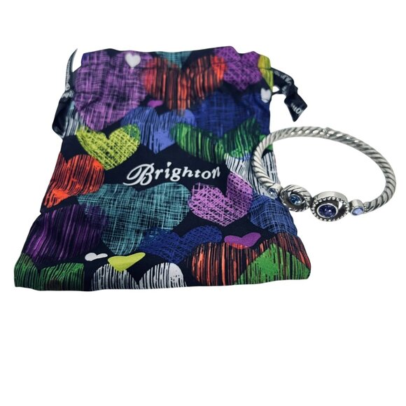 Brighton Halo Silver Tone Blue And Purple Hinged Bangle Bracelet (5935-1-2-3) - Picture 1 of 8